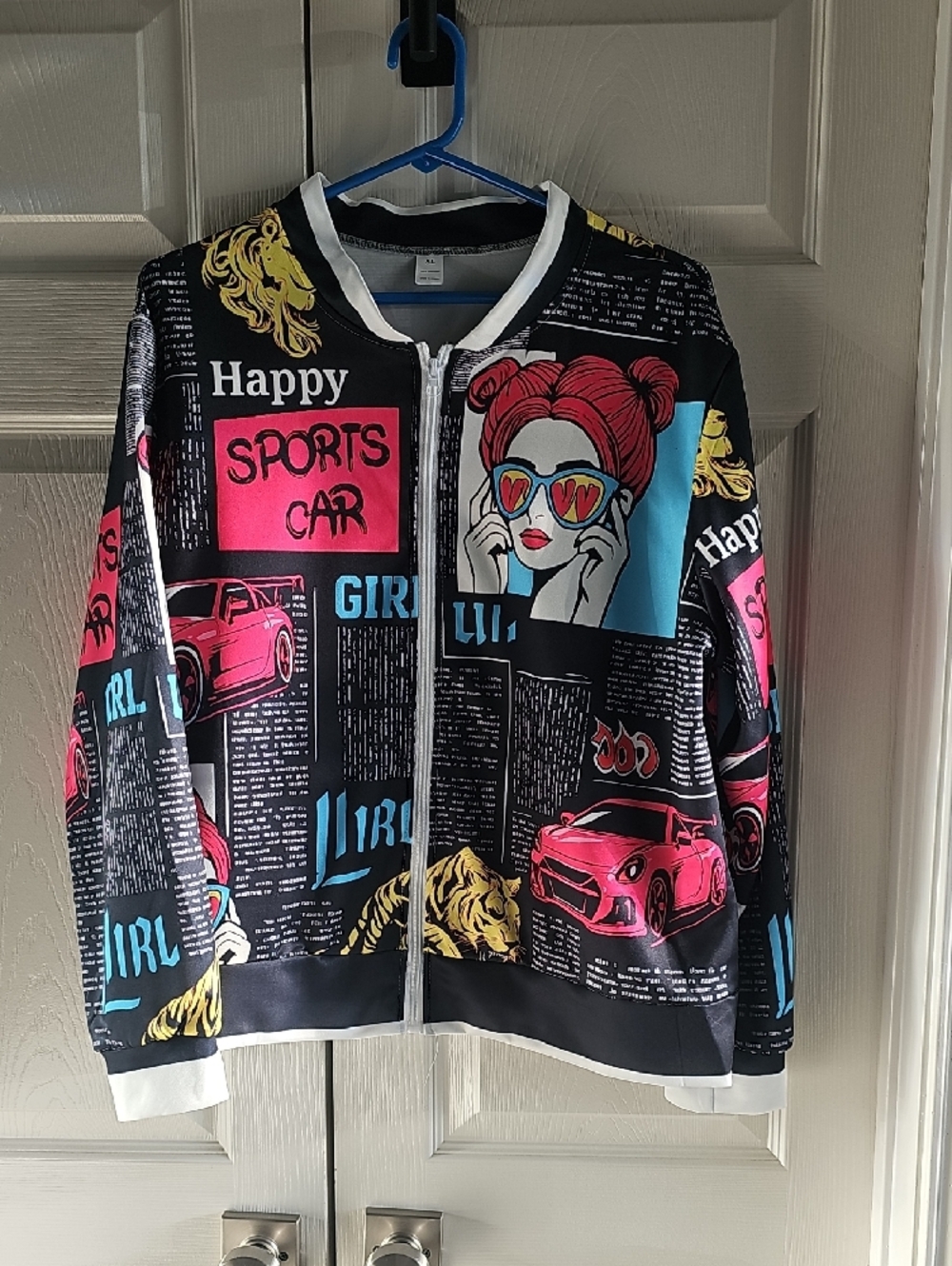 New XL Women's Pop Art Graphic Vibrant Streetwear Bomber Jacket - Picture 14 of 16